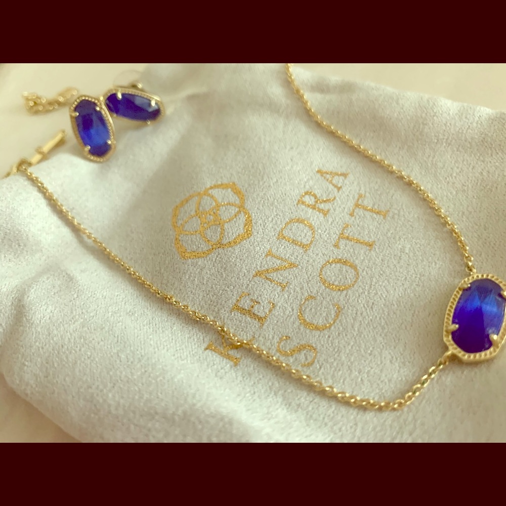 Kendra Scott Necklace & Earring Set in Cobalt Blue